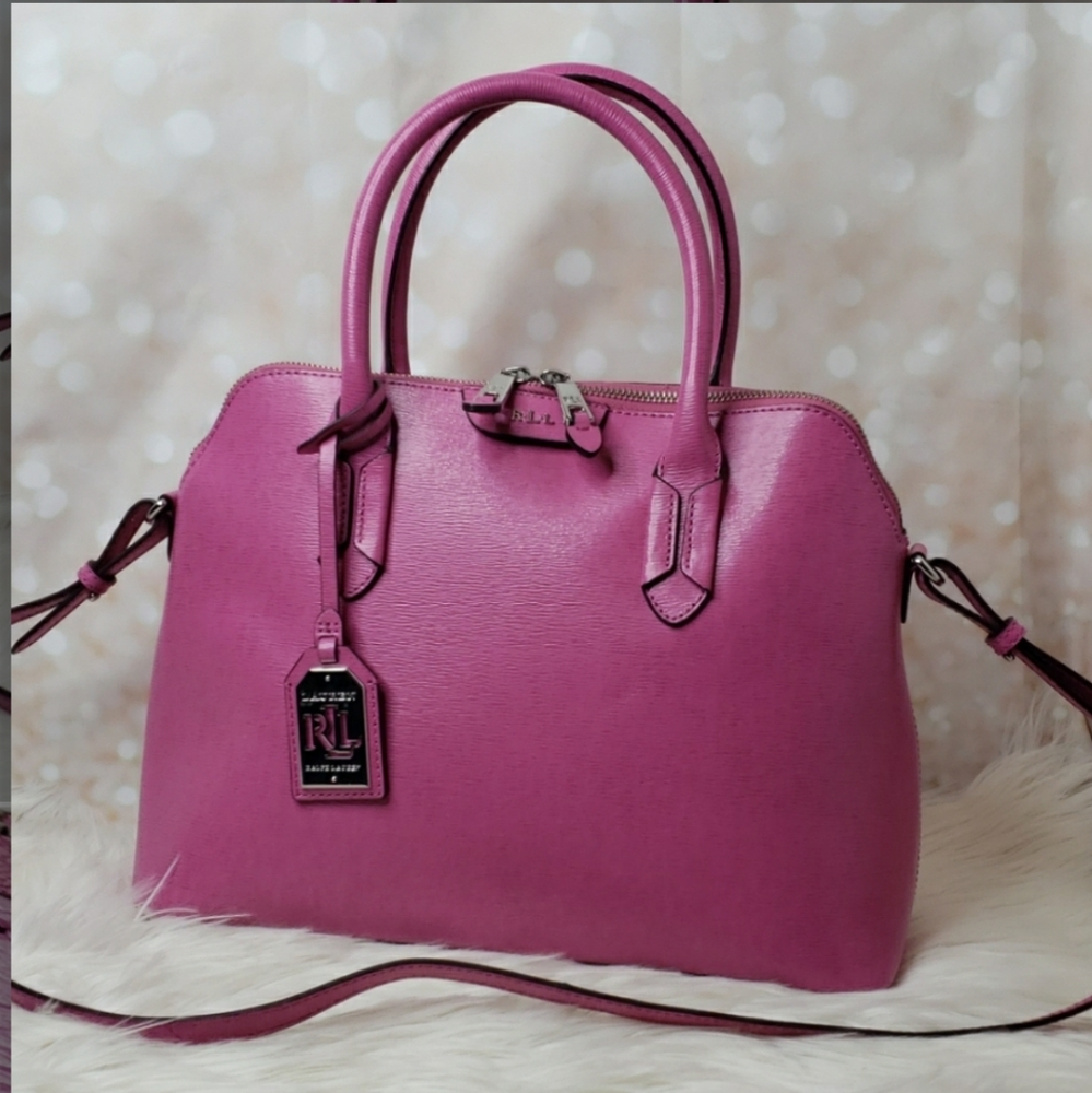 Ralph Lauren pink leather dome satchel crossbody - Picture 8 of 9